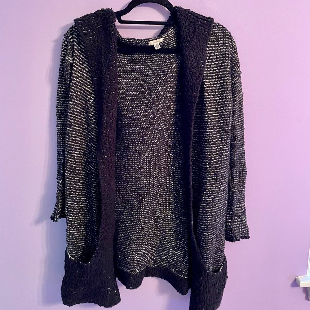 Urban Outfitters Black and White Hooded Cardigan Sweater
